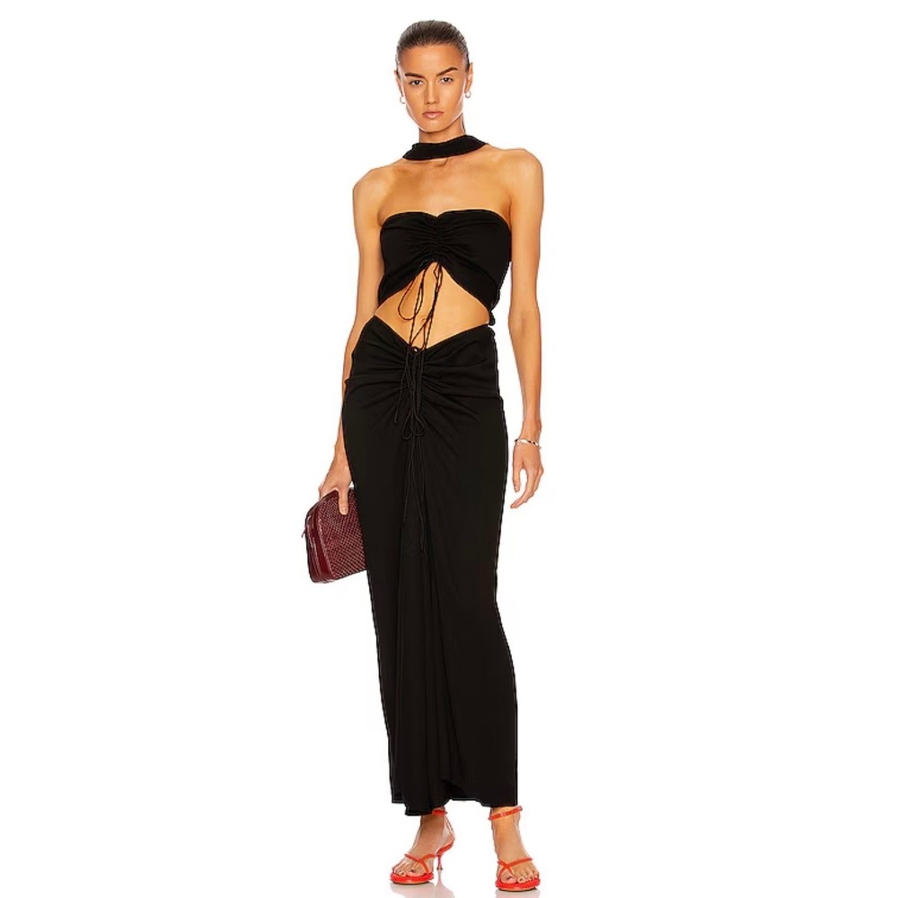 Christopher Esber Reversed Halter Disconnect Ruched DressBlack US Size 2  $970